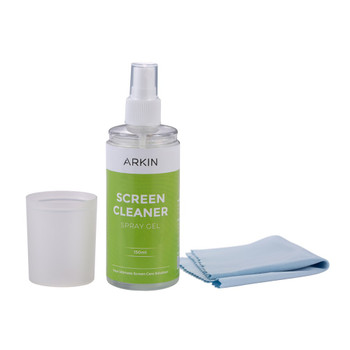 ARKIN SCREEN CLEANING KIT 150ML INC MICROFIBRE CLOTH ALCOHOL & AMMONIA FREE