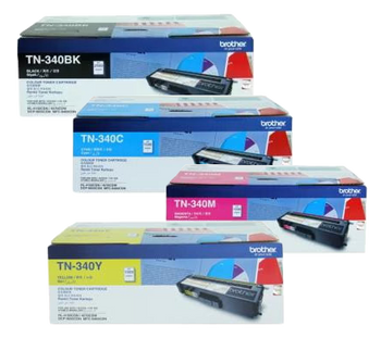 Brother Genuine TN-340 Toner Set (Includes Black + Cyan + Yellow + Magenta)