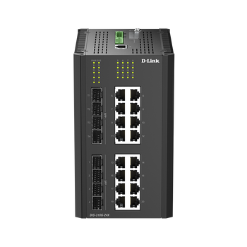 D-Link 24-Port Gigabit Industrial Managed Switch with 16 1000BASE-T ports, 4 SFP ports and 4 10G SFP+ ports