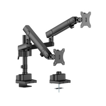 Brateck LDT84-C024P-B Dual Screen Pole-Mounted Heavy-Duty Mechanical Spring Monitor Arm Black(LS)