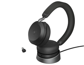 JABRA WIRELESS EVOLVE2 75 MS STEREO BLUETOOTH ANC HEADSET W/CHARGING STAND+LINK 390C BT