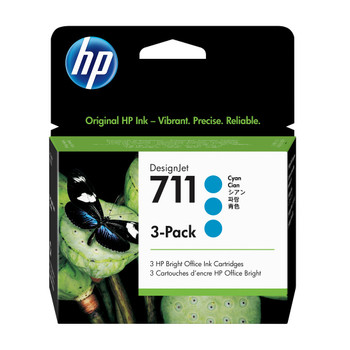 HP 711 3-pack 29-ml Cyan Ink Cartridges for DesignJet T120/T520/T125/T130/T525/T530