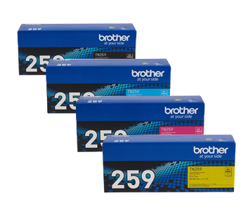 Brother Genuine TN-259 Super High Yield Toner Set (Includes Black + Cyan + Magenta + Yellow)