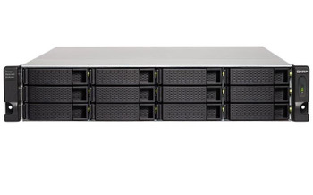 QNAP TL-R1200C-RP 12-bay rack expansion enclosure with hot-swappable HDD design, SATA 6Gbs, auto on/off with NAS power status