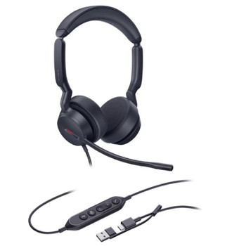 Yealink UH44 Dual C/A, USB-wired headset, AI-powered noise cancellation, all-day ergonomic comfort, connects via USB-C with USB-A adapter