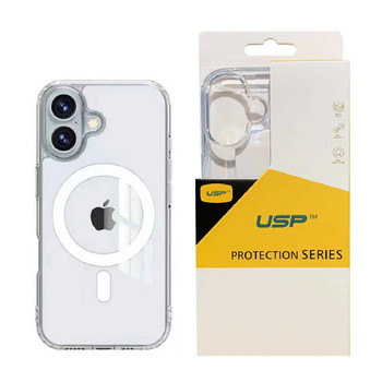 USP Apple iPhone 16 (6.1') Clear Rock Shockproof Case with MagSafe - Ultra-thin, Lightweight, Non-slip, Crystal Clear, 5 Years Warranty