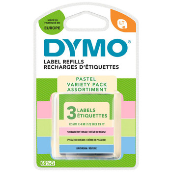 Dymo LetraTag Tape Assorted Pastel 3 Pack