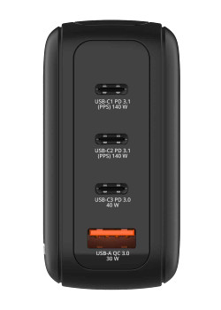 Verbatim 140W 4-Port Mini GaN USB-C/A Smart Display Charger