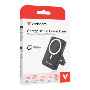 Verbatim Charge N Go 10,000 mAH Magnetic Wireless Charging Power Bank