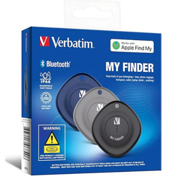 Verbatim 66929 Bluetooth Tracker My Finder Triple Pack - Black, Navy, Grey, IP66, IOS Iphone, Ipad, Macbook, Long Life, Pets, Kid Apple Find My