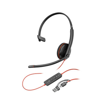 HP Poly Blackwire C3215 UC Mono Corded Headset (3.5mm + USB-C/USB-A) + Carry Case