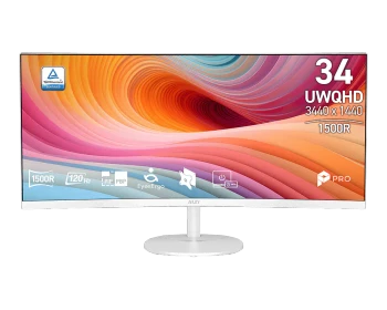 MSI PRO MP341CQW E12 34" 120Hz UWQHD 1500R Curved Business Monitor - White