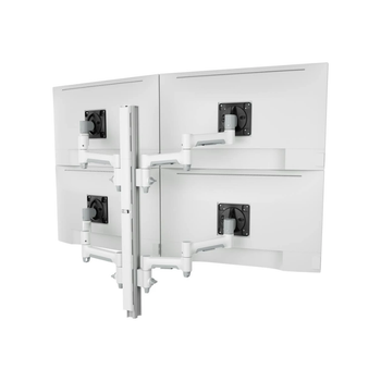 Atdec Quad Monitor Mount on Tall Post - Heavy-Duty F-Clamp - White
