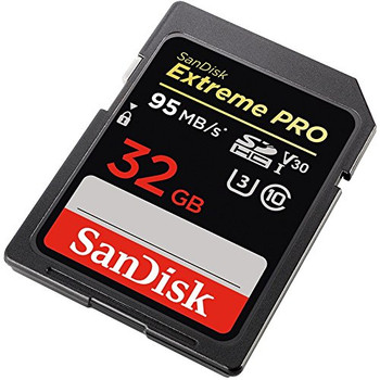 SanDisk Extreme Pro SDHC, SDXXG 32GB, U3, C10, V30, UHS-I, 95MB/s R, 90MB/s W, 4x6, Lifetime Limited