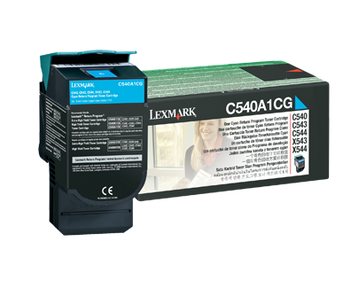 Lexmark C540A1CG Cyan Return Program Toner Cartridge Genuine 1K Pages for C540, C543, C544, X543, X544