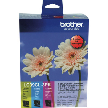 BROTHER LC39 CYM TRIPLE INK 3X 260 PAGE YIELD FOR 315, 515, 265, 410 & 418