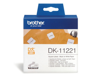 Brother DK-11221 White Square Label - 23mm x 23mm Square Permanent Adhesive, 1000 labels per roll