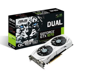 ASUS Dual GeForce GTX 1070 GDDR5 8GB, OC Mode, PCI Express 3.0, Base Clock 1582 MHz, 7680x4320, 1 x DVI-D, 2 x HDMI, 2 X DP