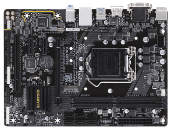 Intel B250, 2 x DDR4 DIMM, 1 x DVI-D, 1 x HDMI, 4 x USB3.1, 1 x RJ-45, 3 x AJ, mATX