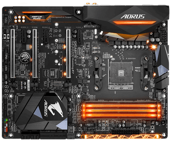 Gigabyte AX370 Gaming K7 Motherboard, 4 x DDR4 DIMM, 1 x HDMI, 10 x USB 3.1, 2 x RJ-45, 5 x Audio Jacks, ATX
