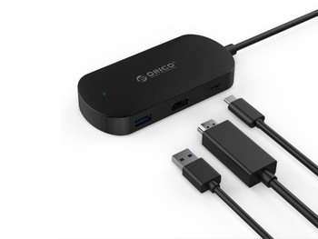 ORICO Type-C to Type-C, USB3.0 & HDMI with PD Function (TCH1); USB3.0-Ax1/ USB3.0-Cx1/ HDMIx1; USB3.0 Type-Cx1; 1Ft/0.3M Data Cable; CE, FCC and RoHS