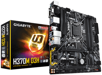 GIGABYTE H370M D3H LGA 1151, 4 x DDR4 DIMM, 1xD-Sub, 1xDVI-D, 1 x HDMI, 6 x USB3.1, 2 x USB2.0, 1x RJ-45, 6x AJ, mirco ATX, support 8th Gen cpu