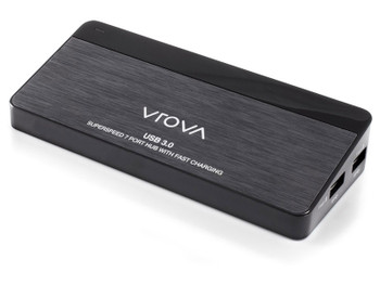 VROVA USB 3.0 SuperSpeed 7 Port Hub with 2 Fast Charging USB Ports Tablet / Mobile Devices  Includes External Power Adapter