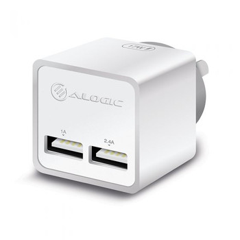 ALOGIC 2 Port USB Mini Wall Charger - 2.4A + 1A - 17W - White