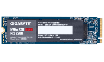 Gigabyte, SSD, M.2(2280), NVMe, PCIE 3x4, 512GB, Read:1700MB/s(270k IOPs),Write:1550MB/s(340k IOPs), 3.3W, 5 Years Limited Warranty