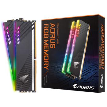 Gigabyte AORUS RGB 16GB Kit(2x8G), DDR4, PC4 28000(3600MHz), Aorus Mem Boost 3733Mhz, 1.35v, Gray, XMP2.0, Limited Lifetime Warranty