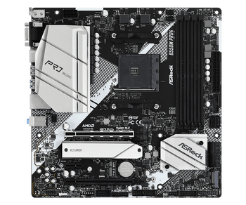 AMD B550; 4 DDR4; PCIe 4.0 x16, PCIe 3.0 x16, PCIe 3.0 x1, M.2 WiFi Key E; 6 SATA3, Hyper M.2 (PCIe), M.2 (PCIe); 10 USB 3.2; Graphics:HDMI, DP, D-Sub