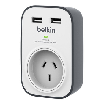 Belkin SurgeCube 1 Outlet Surge Protector with 2 x 2.4A Shared USB Charging