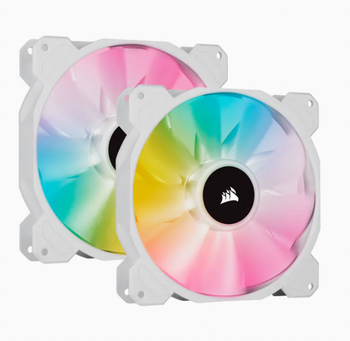 White SP140 RGB ELITE, 140mm RGB LED Fan with AirGuide, Dual Pack with Lighting Node CORE