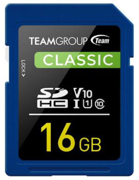 Team Classic SD Memory Card -16 GB  UHS (Ultra) Speed Class 1(U1). Supports Video Speed Class 10(V10).