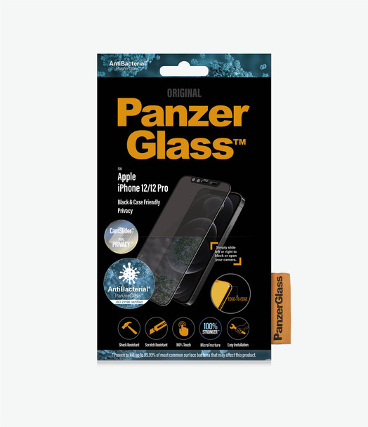 PanzerGlass Apple iPhone 12/12 Pro Privacy, CamSlider, CaseFriendly, Black