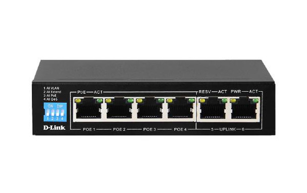 6-Port Gigabit PoE Switch with 4 Long Reach PoE Ports and 2 Uplink Ports