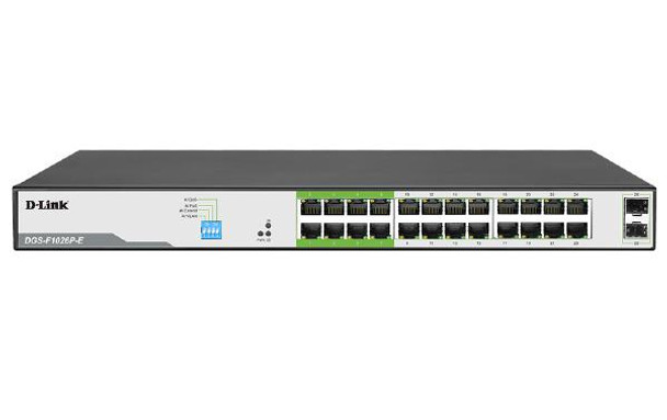 26-Port Gigabit PoE Switch with 24 PoE+ Ports (8 Long Reach 250m) and 2 SFP Uplinks