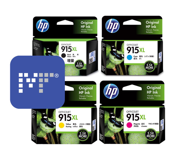 HP 915XL High Yield Ink Bundle (includes: 3YM19AA, 3YM20AA, 3YM21AA, 3YM22AA)