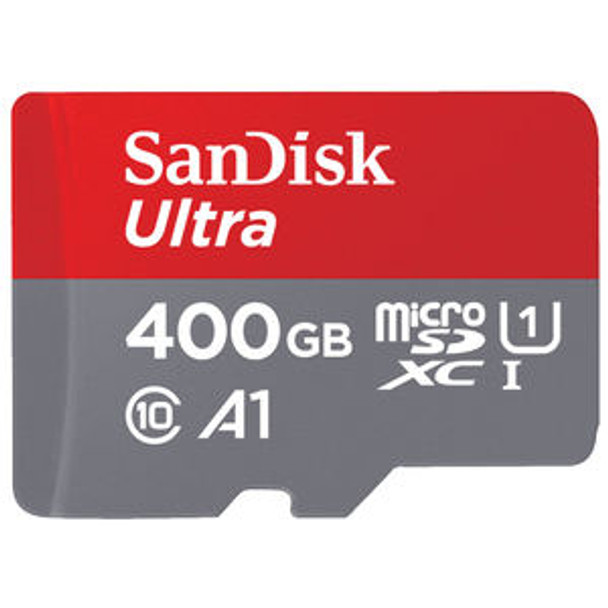 SanDisk Ultra microSDXC, SQUA4 400GB, A1, C10, U1, UHS-I, 120MB/s R, 4x6, SD adaptor, 10Y