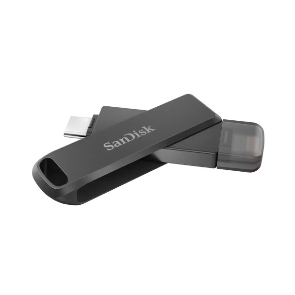 SanDisk iXpand Flash Drive Luxe, SDIX70N 64GB, Black, iOS/Android, Lightning and Type C USB3.1, 2Y