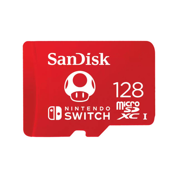 SanDisk and Nintendo Cobranded microSDXC, SQXAO, 128GB, U3, C10, UHS-1, 100MB/s R, 90MB/s W, 3x5, Lifetime Limited