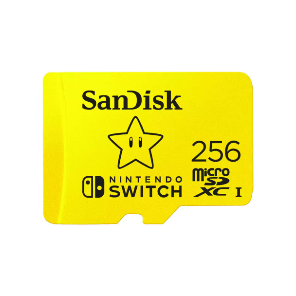 SanDisk and Nintendo Cobranded microSDXC, SQXAO, 256GB, U3, C10, UHS-1, 100MB/s R, 90MB/s W, 3x5, Lifetime Limited