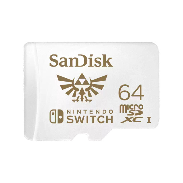 SanDisk and Nintendo Cobranded microSDXC SQXAT, 64GB, U3, C10, UHS-1, 100MB/s R, 60MB/s W, 3x5, Lifetime Limited