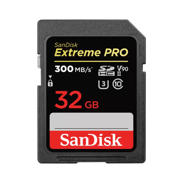 SanDisk Extreme Pro SDHC, SDXDK 32GB, V90, U3, C10, UHS-II, 300MB/s R, 260MB/s W, 4x6, Lifetime Limited