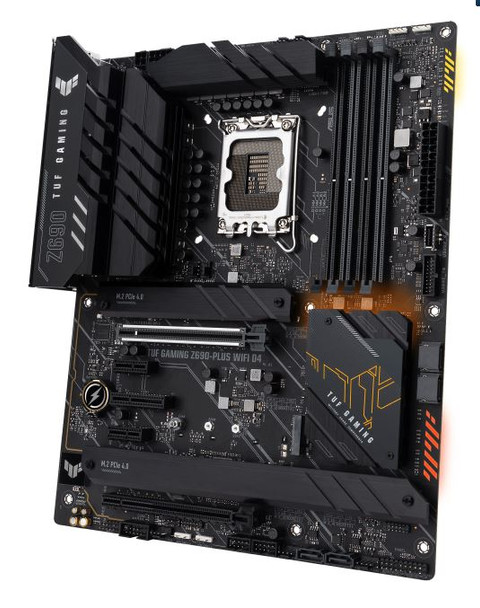ASUS Intel Z690 (LGA 1700) ATX gaming motherboard, 15 DrMOS power stages, PCIe 5.0, DDR4 memory, four M.2 slots, WiFi 6 and Intel 2.5 Gb Ethernet
