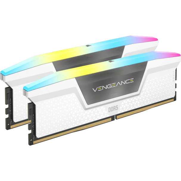 CORSAIR VENGEANCE RGB DDR5, 5600MHz 32GB 2x16GB DIMM, Unbuffered, 36-36-36-76, XMP 3.0, White Heatspreader, RGB LED, 1.25V