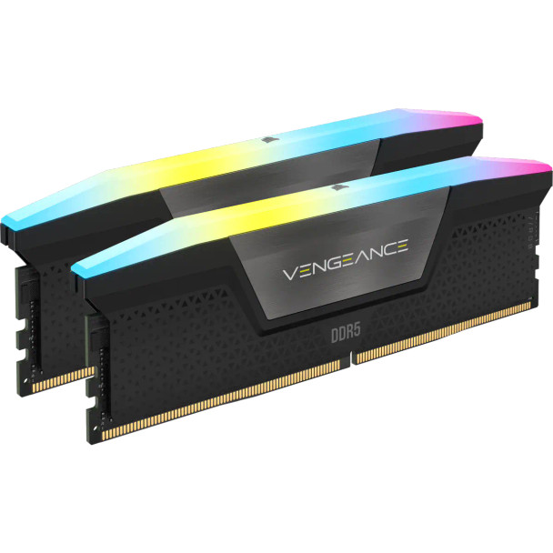 CORSAIR VENGEANCE RGB DDR5, 6200MHz 32GB 2x16GB DIMM, Unbuffered, 36-39-39-76, STD PMIC, XMP 3.0, Black Heatspreader, Black PCB, 1.3V