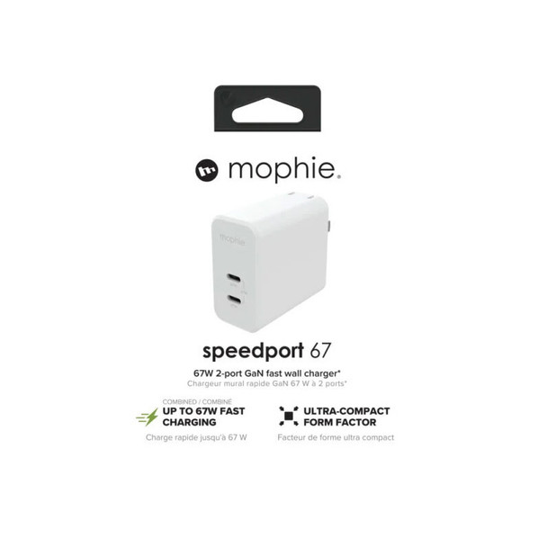 Mophie - Wall Adapter USB-C PD DUAL 67W GAN White AU