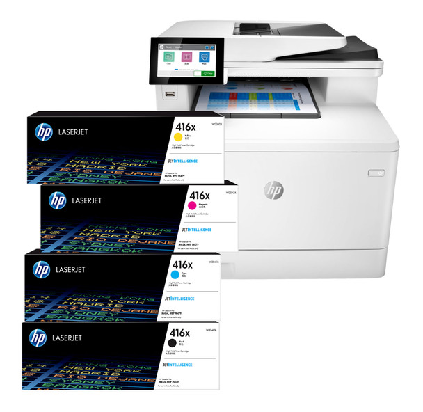 BUNDLE HP Color LaserJet Enterprise MFP M480f A4 28ppm Colour Multifunction Printer + 416X Toners (W2040X, W2041X, W2042X, W2043X)
