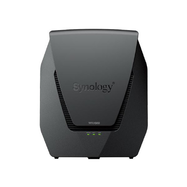 Synology WRX560 Dual-band Wi-Fi 6 Router with a quad-core 1.4 GHz processor and 512 MB of DDR4